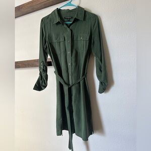 Green long sleeve, shirt dress